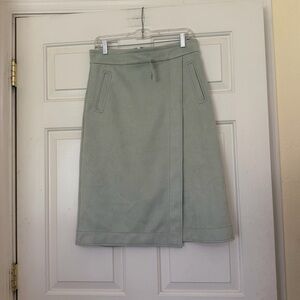 NWT Ann Taylor Pale Seafoam Wraparound Skirt Classic Wrap Midi Skirt 8 Petite 8P